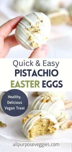 quick and easy pistachio easter eggs recipe with healthy, delicious vegan treats