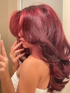 Haircut Selfie, Photo Hijab, Red Hair Inspo, Wine Hair, Cherry Hair, Cute Hairstyle