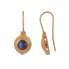 Blue Sapphire Vermeil 14K Gold Over Sterling Silver Earring 925 Silver = 4.65 gm. Blue Sapphire = 2.80 ct. Blue Sapphire is the birthstone for September and is a symbol of heaven. The beautiful earring measures to be 1.00 inches long including the wire and 0.50 inches wide at its maximum points. The earrings have been made by a team of highly trained and skilled artisans. What is Vermeil 14K Gold? It is a thick layer of 14K Gold plating on 925 Sterling Silver. If for any reason you are not compl Sapphire Earrings As A Gift, Pierced Sapphire Earrings As Gift, Blue Bezel Set Earrings For Formal Occasions, Yellow Gold Sapphire Earrings Hallmarked, Blue Bezel Set Earrings For Gift, Hallmarked Sapphire Earrings In Yellow Gold, Hallmarked Yellow Gold Sapphire Earrings, 14k Gold Sapphire Birthstone Earrings, Blue Gemstone Earrings In 14k Gold