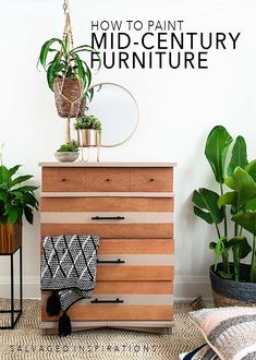 a dresser with some plants on top of it