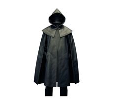 Our Genuine Black Leather Ritual Hooded Cloak, meticulously crafted to embody the spirit of ancient rituals and Viking heritage. Handmade with precision, this cloak serves as a timeless piece for both winter cosplay and ceremonial occasions. Its luxurious leather construction ensures durability and authenticity, while the hood adds an air of mystique and reverence. Perfect for those seeking to channel the power and mysticism of medieval times, this cloak also makes for a unique and memorable lea Black Warrior Cosplay Costume For Fantasy Events, Medieval Festivals Black Cosplay Costume For Fantasy Events, Medieval Black Cosplay Costume For Larp, Black Cosplay Costume For Medieval Festivals, Black Warrior Cosplay Costume For Larp, Black Hooded Larp Costume, Black Hooded Costume For Larp, Traditional Black Costume Outerwear, Traditional Black Outerwear For Costume