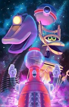 an image of some cartoon characters in space