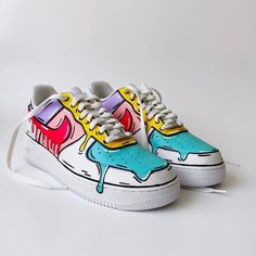 Break the norm in the Colorful Drip Custom Air Force 1 sneakers. Show off your unique style with the eye-catching colorful drip feature. Make an impactful statement everywhere you go! Dare to be different.!! 🔥 100% genuine, Brand New.👟 Custom sneakers.💫 Every pair is hand-made to order.✨ Best quality waterproof and scratch-proof paints used.✨ 1000+ satisfied customers across various platforms. 🌎Free worldwide shipping,shipping within 5-12 working days🎁 Treat the shoes as art as they are del Posca Projects, Shoes Painting Ideas, Painted Af1, Artsy Shoes, Adidas Art, Custom Sneakers Diy, Air Force 1 Sneakers, Painted Nikes, Art Shoes