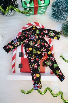 an image of a child's christmas pajamas on display