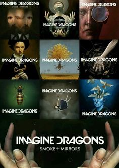 the poster for imagine dragon's shows many different images