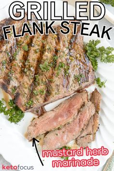 Grilled flank steak on a platter with slices of steak nearby. Summer Steak Recipes, Balsamic Flank Steak, Balsamic Steak, Beef Flank Steak, Beef Flank, Keto Carnivore, Kale Chip Recipes, Marinated Flank Steak, Flank Steak Recipes