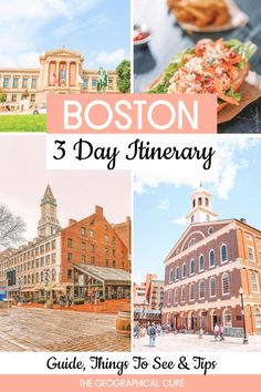 Pinterest pin for 3 days in Boston Must Do In Boston, Places To Visit In Boston, 3 Days In Boston, What To Do In Boston, Boston Itinerary, Trip To Boston, To Do In Boston