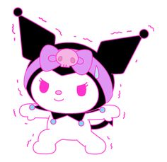 a cartoon character with pink hair and black ears