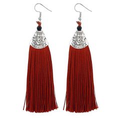 Nassau Dark Red Tassel Earrings Hippie Accessories, Earring Trends, Retro Earring, Retro Mode, Women Wholesale, Bohemian Earrings, Ethnic Style, Gorgeous Jewelry, Fringe Earrings