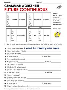 a printable worksheet for the future continuous past tense with pictures and words