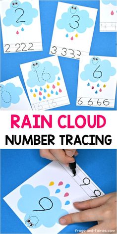 rain cloud number matching activity for kids to practice numbers