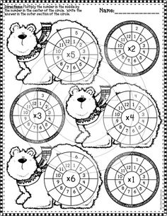 a printable worksheet with numbers and teddy bears in the center, as well as