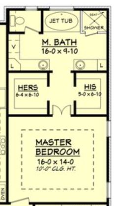 the floor plan for a two story house with an attached bathroom and living room area