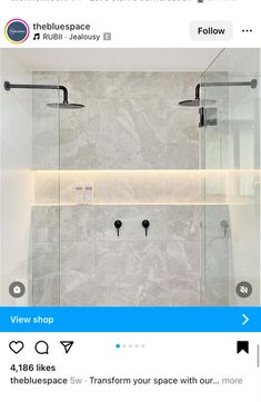 an instagramted photo of a bathroom shower