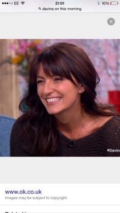 Fringe Davina Mccall Hair Fringe, Davina Mccall Hair, Hair Doos, Rich Hair, Davina Mccall, Chocolate Brown Hair Color, Tortoise Hair, Curtain Fringe, Chocolate Brown Hair