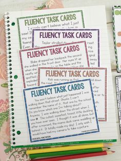 Today's topic is oral reading fluency, which is one of the very first "reading skills" I teach at the beginning of the year! Fluency Task Cards, Teaching Reading Skills, Reading Notebooks, Direct Instruction, Speed Reading, Reading Instruction, Reading Fluency, Comprehension Activities