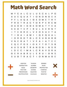 a printable word search for math students