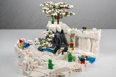 a lego castle with snow on the ground