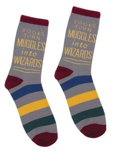 Books Turn Muggles into Wizards socks Crazy Socks, Hogwarts, Harry Potter, Socks, Books