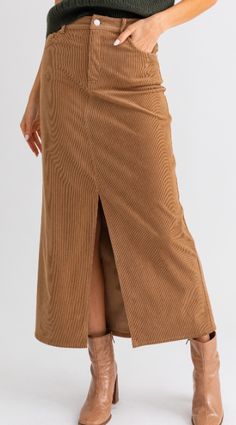 Recommended to size up Corduroy Skirt Midi Skirts Style, Midi Length Skirts, Corduroy Skirt, Sweater Skirt, Skirt Fashion, Classic Looks, Mocha, Warm And Cozy, Sweater Top