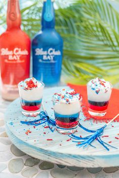 Get your party started this 4th of July with a burst of patriotic flavor and spirit in every sip! Our Patriotic Shooters are not just jello shots, they are layered masterpieces that will leave your guests talking for days. They are the perfect addition to any patriotic celebration, guaranteed to add fun and excitement to the party. Ready to be a star in the kitchen? Get the recipe here. Beach Party Accessories, Layered Shots, Banana Rum, Rum Cream, Caribbean Rum, Pineapple Rum, Bay Rum, Banana Coconut