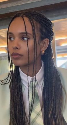 Natural Looking Knotless Braids, Natural Knotless Braids With Curls, Knotless Braid Inspiration, Curled Micro Braids, Natural Looking Box Braids, Taylor Russell Braids, Styling Micro Braids, Fun Braid Hairstyles