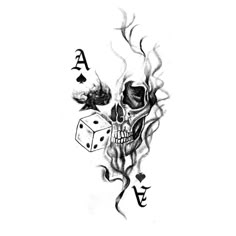 a skull and dice tattoo design