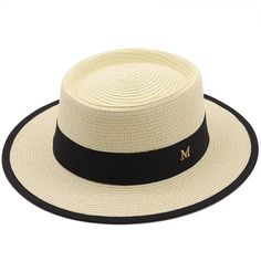 New Men’s Summer Beige Straw Boater Dress Hat (Size 55-58CM) | eBay Wide Brim Hat Women, Wide Brim Hat Summer, Womens Beach Hat, Womens Straw Hats, Womens Visor, Straw Boater, Summer Hats For Women, نظارات شمسية, Summer Sun Hat