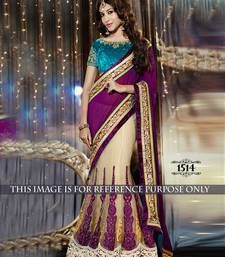 Buy Purple embroidered Georgette saree With Blouse bollywood-saree online Bollywood Sarees Online, Lehenga Style Saree, Bollywood Sarees, Georgette Lehenga, India Clothes, Resham Work, Bollywood Lehenga, Indian Designer Sarees