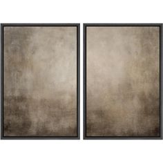 two framed art pieces on a wall with one being gray and the other is brown