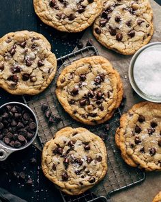 chocolate chip cookies cooling on a wire rack