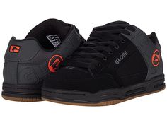 Globe Tilt - Men's Skate Shoes : Black Split/Orange : Keep your style going strong with the iconic silhouette and cushioned support of the Globe Tilt skate shoes. Skateboard shoes with leather uppers. Large Globe brandings on upper. Flush and stitched PVC lace eyelets. Hidden lacing options in key areas for added lace protection. Thicker outer sidewalls for added durability. Padded tongue and collar for added comfort. Breathable slip-resistant lining for a more stable skate. Cupsole construction Energy Transfer, Skateboarding Shoes, Mens Skate Shoes, Skateboard Shoes, Drop In, Dc Sneaker, Skate Shoes, Shoes Black, Skateboarding