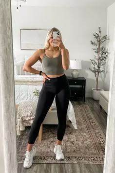 Leggings And A Tank Top Outfit, Amazon Gym Outfits, Tank Top Leggings Outfit, Tank Top And Leggings Outfit, Leggings And Tank Top Outfit, Amazon Workout Outfits Women, Leggings And Crop Top Outfits, Workout Women Outfits, Amazon Gym Clothes