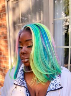 Unicorn Wig, Rainbow Highlights, Rainbow Hair Color, Multicolored Hair, Best Wigs, Wig Making, Rainbow Hair, Grunge Hair