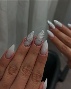 White Nails Silver Design, Blue Prom Nails, Nail Extensions Acrylic, Nails Clean, Teen Nails, Subtle Nails, Vibrant Nails, Blush Nails, Cute Gel Nails