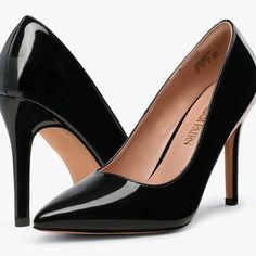 Women's Closed Toe High Heels Dress Pointed Toe Wedding Pump Shoes Black Wedding Shoes With 4-inch Heel, Classic Black Pointed Toe Wedding Shoes, Chic Black Wedding Shoes With 4-inch Heel, Fitted Black Pointed Toe Wedding Shoes, Black Court Shoes With 4-inch Heel For Wedding, Classic Fitted Black Wedding Shoes, Black High Heel Wedding Shoes With 4-inch Heel, Fitted Patent Leather Heels For Wedding, Fitted Black High Heel Wedding Shoes