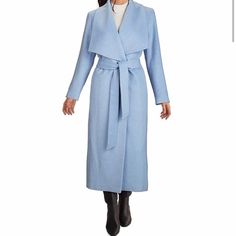 Nwt Cole Haan Signature Wool Blend Single Breasted Belted Trench Maxi Wrap Coat. It Is A Size 6. It Is A Long Coat And Goes Down To Your Ankles. Very Luxurious. In Shade Ice Blue. Perfect For Winter. Tags: Zara, Princess Polly, Reformation, Revolve, Top Shop, House Of London, Lulus, Self Portrait, House Of Cb, Urban Outfitters, Free People, Anthropology, Misguided, Fashion Nova, Charlotte Russe, Steve Madden, Kenneth Cole, Asos, Love Shack Fancy Belted Wrap Coat, Cole Hann, Coat White, Blue Coat, Maxi Coat, Wrap Coat, Wool Blend Coat, Coat Women, Coat Design