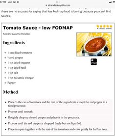 a recipe for tomato sauce with instructions to make it in the instant format and printable