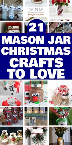 21 Mason jar Christmas crafts including decorations, gifts, and treats. Mason Jar Ideas For Christmas, Diy Christmas Mason Jars Crafts, Mason Jar Crafts Christmas, Crafts With Mason Jars, Holiday Mason Jar Crafts, Jar Christmas Decorations, Mason Jar Ornaments, Canning Jars Crafts