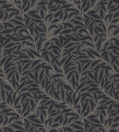 a black and grey wallpaper with leaves on it