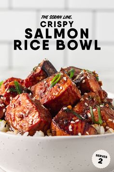 the cover of crispy salmon rice bowl