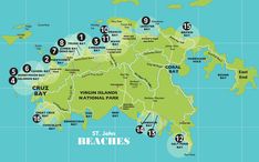 a map showing the locations of beaches in st john's