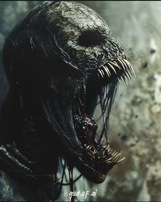 a close up of an alien creature with its mouth open and it's teeth wide open