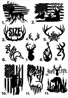 the silhouettes of deer and elk are shown