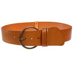 Material: 100% cowhide full grain leather Tapered back with matching antique hardware detailing Graceful keeper creates a perfect combination with the round circle buckle Soft leather for durability and long lasting, great with any outfit Width of belt: End width 3"; back width 1 3/4" Size Chart: |Size XS/S-28" (Full Length: 34 1/2") |Size S/M-32" (Full Length: 38 1/2" ) |Size M/L-36" (Full Length: 42 1/2" ) Notes: the size chart does not include buckle length. There is a total of five holes, 1" Adjustable Brown Faux Leather Belt, Brown Belt With Brass Hardware For Everyday, Brown Leather Belt With Brass Hardware, Everyday Leather Belts With Brass Hardware, Vintage Brown Leather Belt In Retro Style, Vintage Brown Leather Retro Belt, Retro Vintage Brown Leather Belt, Vintage Brown Belt For Everyday, Vintage Brown Leather Belt For Everyday Use