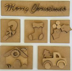 christmas decorations made out of cardboard with the words merry christmas