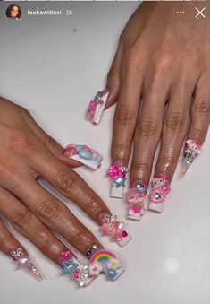 Junk Nails, Punk Nails, Long Acrylic Nails Coffin, Unique Acrylic Nails, Soft Nails, Long Square Acrylic Nails