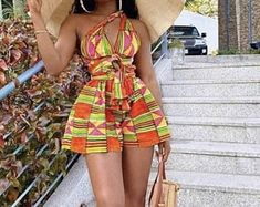 African print sexy dressshort Ankara dressAfrican clothing | Etsy Fitted Beach Dress With Back Zipper, Birthday Custom Dress, African Jumpsuits For Women, 1 Piece Outfit, African Print Midi Skirt, Robe Kente, African Jumpsuit, Fancy Jumpsuit, Unique Jumpsuits