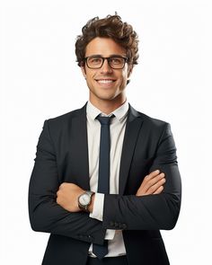 a man in a suit and tie with his arms crossed