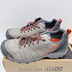 Oboz Sypes Bdry Low Hiking Trail Shoe Sneaker Steel Gray Leather Mens Size Us 10 Condition: New With Box, Missing Box Lid Leather Lace-up Walking Shoes For Hiking, Rugged Outdoor Walking Shoes With Ortholite Insole, Leather Low-top Hiking Boots For Outdoor Activities, Breathable Leather Lace-up Trail Running Shoes, Functional Low-top Leather Waterproof Boots, Rugged Slip-on Outdoor Walking Shoes, Rugged Slip-on Walking Shoes For Outdoor, Leather Low-top Trail Running Shoes For Walking, Low-top Leather Trail Running Shoes For Walking